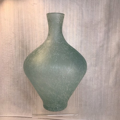 Green Crackle Glass Vase MCM - Picture 2 of 9