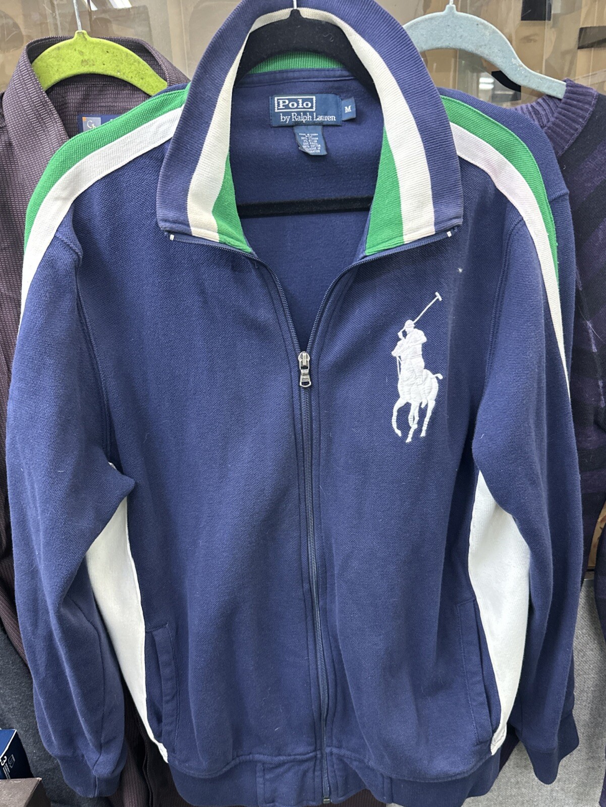 Polo Ralph Lauren Uomo Blu Navy Big Pony Vintage Track Jacket Medium