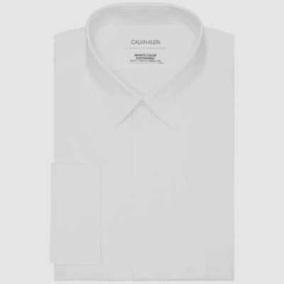 mens white dress shirt 17.5 $89 Calvin Klein Men's Regular-Fit White Stretch Dress Shirt Size 17-17.5  34/35