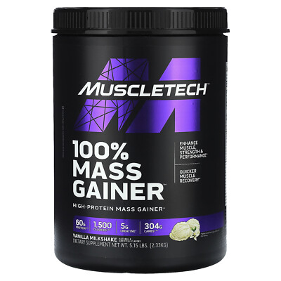 100% Mass Gainer , Vanilla Milkshake, 5.15 lbs (2.33 kg)