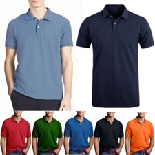 Men Dry Fit Polo Shirt Cotton T Shirt Jersey Golf Sport Short Sleeve Casual