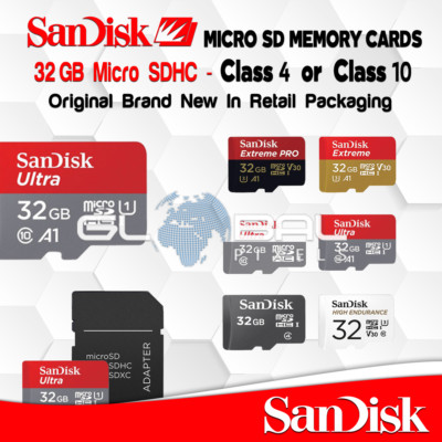 SanDisk Micro SD Card 32GB Memory Ultra, Extreme, Pro Class 4 Or 10 Camera Phone