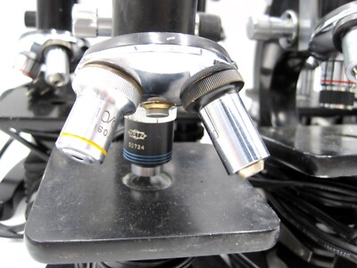 Lot of 7 - Vintage Olympus Microscopes Made Japan HS W/Objectives+