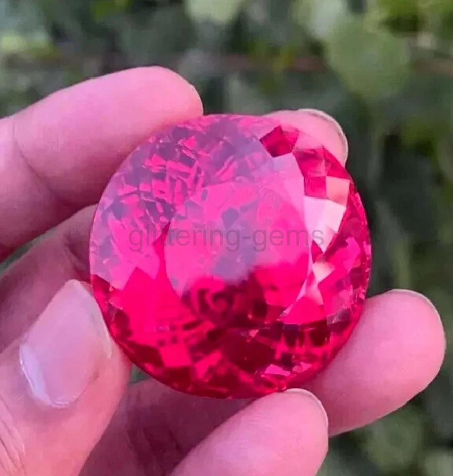 200 Ct Natural Pink Ruby Round Cut Certified Loose Stunning Gemstone 5AIW - Image 3 of 4