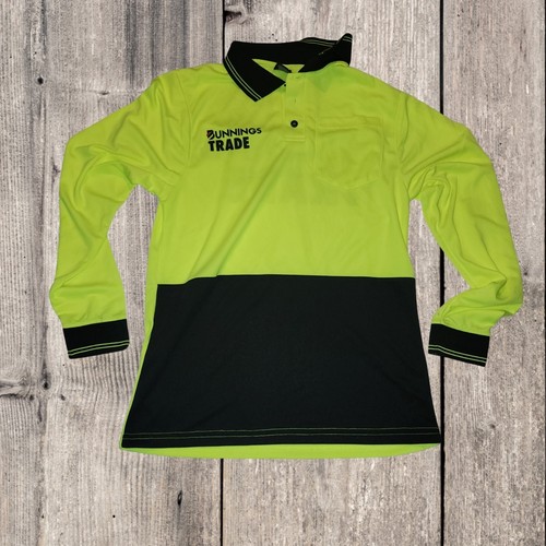 Bunnings Trade Mens Hi Vis Long Sleeve Polo Shirt Size XL eBay