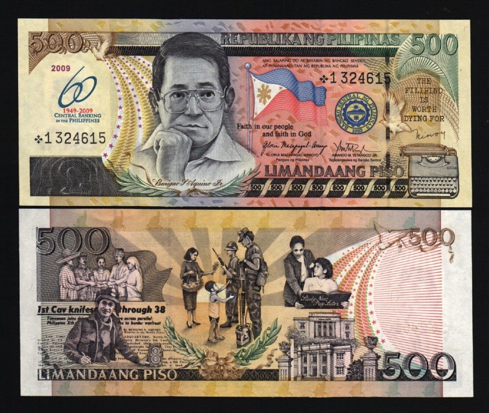 Philippines 500 PESOS P-204 2009 Replacement 60th Any Commemorative UNC ...