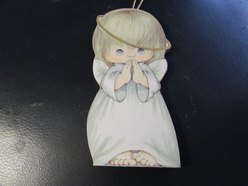 Christmas Ornament Wood Barefoot Praying Angel