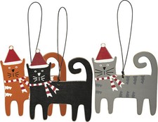 Set of 3 CHRISTMAS CATS Christmas Tree Ornaments, Primitives by Kathy