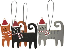 Set of 3 CHRISTMAS CATS Christmas Tree Ornaments, Primitives by Kathy