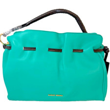 Badgley Mischka Shoulder Bag Turquoise Top Handle Purse Snakeskin Strap Boho NW
