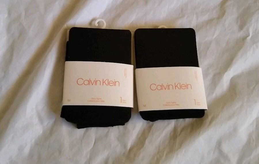 Calvin Klein Girl s 2 Black Tights Collants Pour Filles Size M 6 8