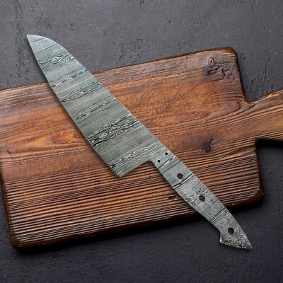 Damascus Steel Blank Blade Kitchen Chef Knife Santoku Full Tang 7 inch
