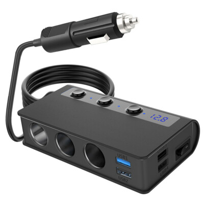 Car Cigarette Lighter Socket Splitter 4 Port USB Charger Power Adapter  Charging
