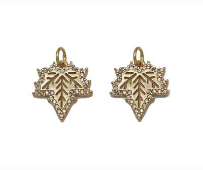 CZ Maple Leaf Shape Charm, Sku#Z1446