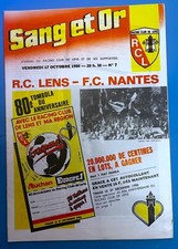 FOOTBALL PROGRAMME MATCH  RC LENS NANTES 17/10/1986  SANG ET OR n° 07 BOLLAERT