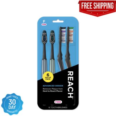 Reach Advanced Design Toothbrush, Firm Bristles, 6 Count Value Pack, Ergonomic
