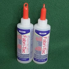 Beacon Fabri-Tac Permanent Fabric Adhesive Glue 4oz per bottle. QTY 2