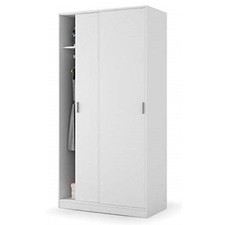 Armadio multiuso armadietto appendiabiti 2 ante scorrevoli camera bianco