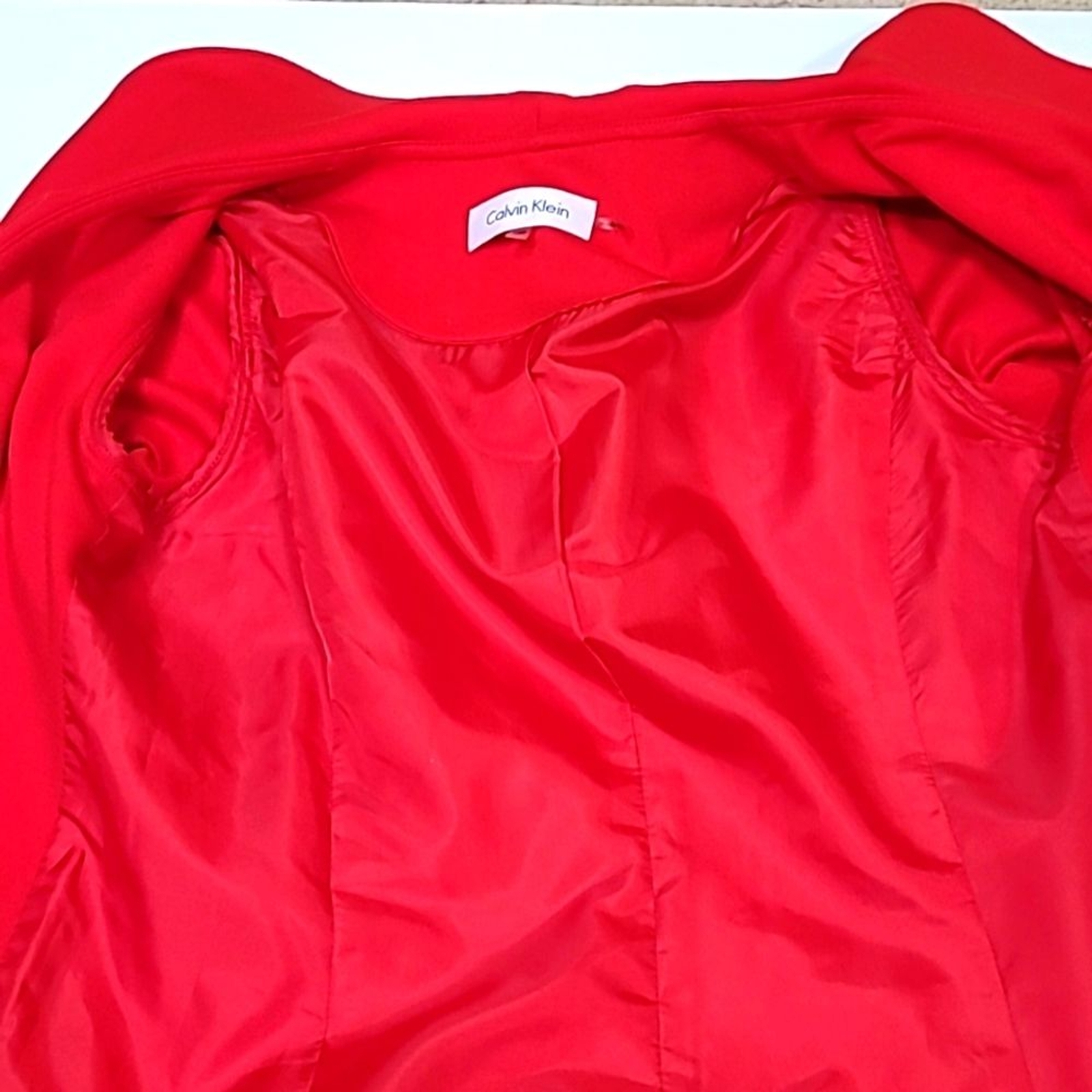 Calvin Klein Solid Red Ponte Open Front Waterfall… - image 7