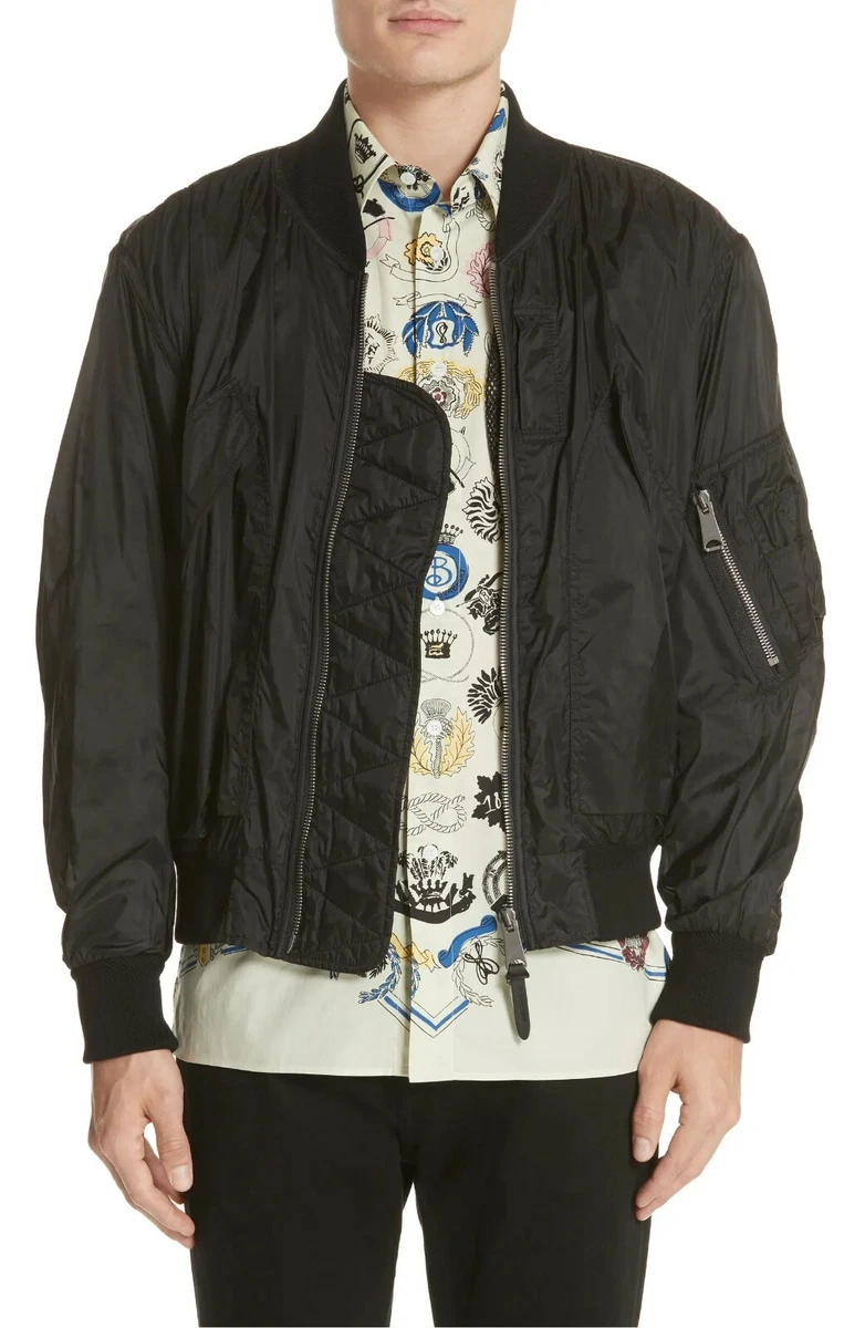 NWT Burberry London Bridgend Men s Black Bomber Jacket Summer Mesh Coat Size M