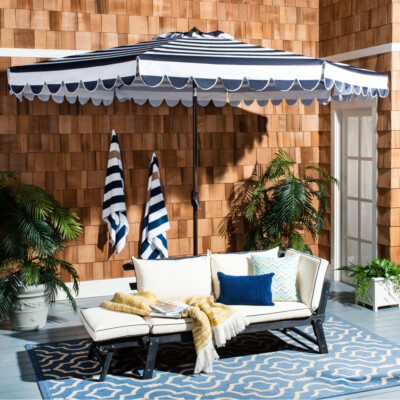 SAFAVIEH Outdoor Collection Vienna 11-Foot Round Crank Umbrella | Navy/White | | eBay SAFAVIEH Outdoor Collection Vienna 11-Foot Round Crank Umbrella | Navy/White | | eBay