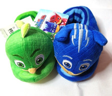 PJ MASKS TODDLER / KID Fuzzy SLIPPERS GEKKO CATBOY Sz M 7-8 NEW with Tags