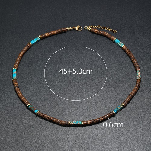 Collar con cuentas de cáscara de coco geométrico tribal étnico bohemia para hombre joyería - Imagen 11 de 115