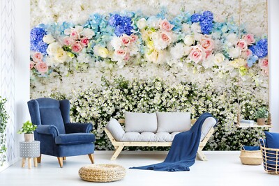 3D White Flowers O1125 Wallpaper Wall Murals Removable Wallpaper Sticker Eve