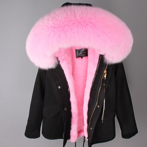 Women's Large Fox Fur Fluffy Coats Collar Hood Winter Warmer Jackets Short Parka - Picture 15 of 44