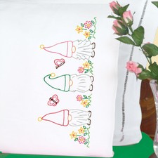 JACK DEMPSEY - PERLE EDGE PILLOWCASES SET OF TWO FOR EMBROIDERY - GNOMES