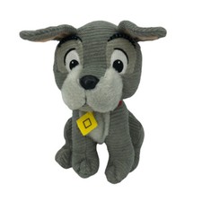 Disney Lady and the Tramp Plush Tramp Puppy Dog Grey Ribbed Stuffed Animal