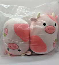Strawberry Cow Plush 8" Soft Squishy Huggable Toy Pack Of 2, Light/Dark Pink