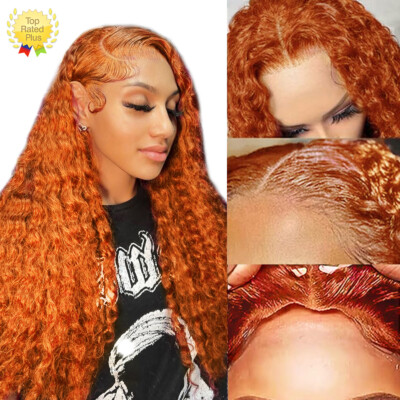 Ginger Orange Curly Wear and Go Glueless Wigs Human Hair 13×4 HD Lace Front Wig