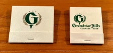 Two Vintage Greenbriar Hills Country Club Missouri Collectible Matchbooks