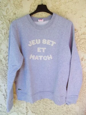Sweat LACOSTE LIVE DEVANLAY Jeu Set et Match gris coton 4 - Photo 1/4