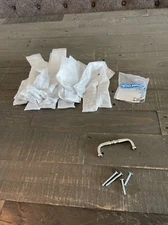 25 CABINET HANDLES SILVER WITH HARDWARE SMALL/ LONG SCREWS DC7