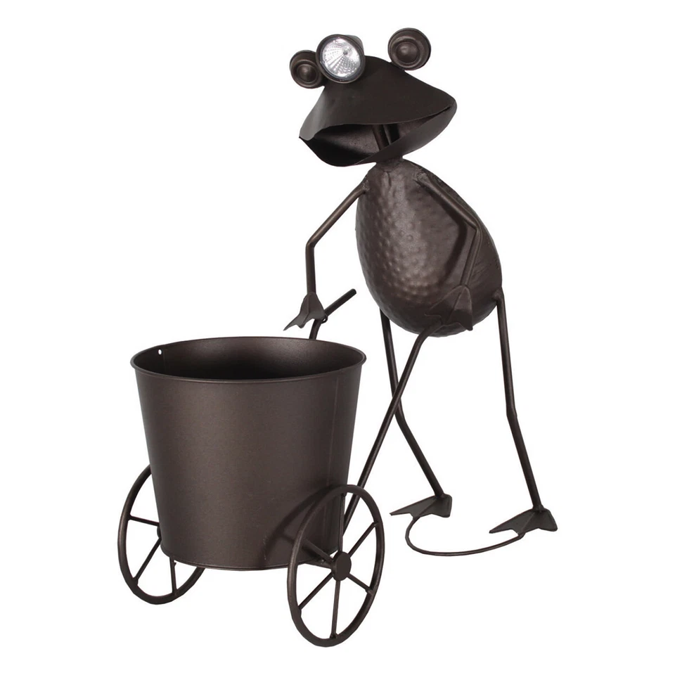 LED Solarleuchte Frosch Figur mit Schubkarre zum bepflanzen Gartenfigur Frosch - Bild 1 von 1