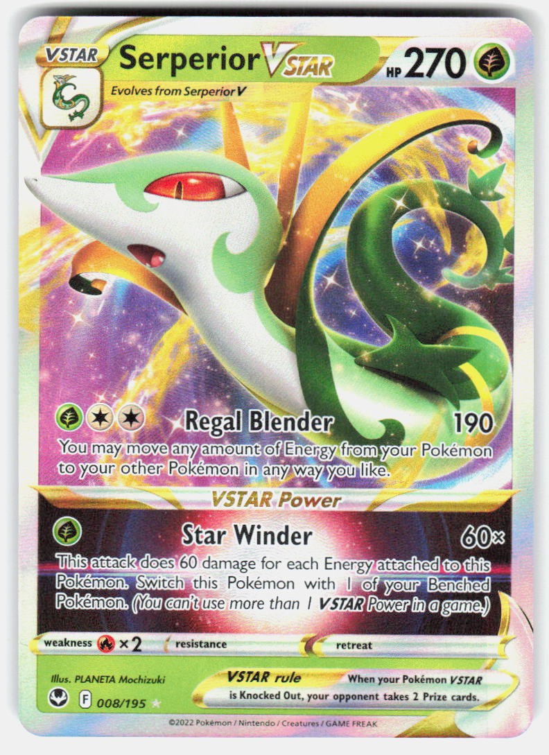 SERPERIOR VSTAR 008/195 HOLO VSTAR RARE SILVER TEMPEST POKEMON LP