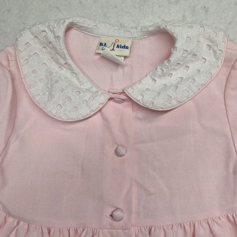 Vestido rosa de colección años 90 BT niño pequeño 4T encaje babero bolsillos corazón iglesia fiesta casa de campo Foto 2 de 4