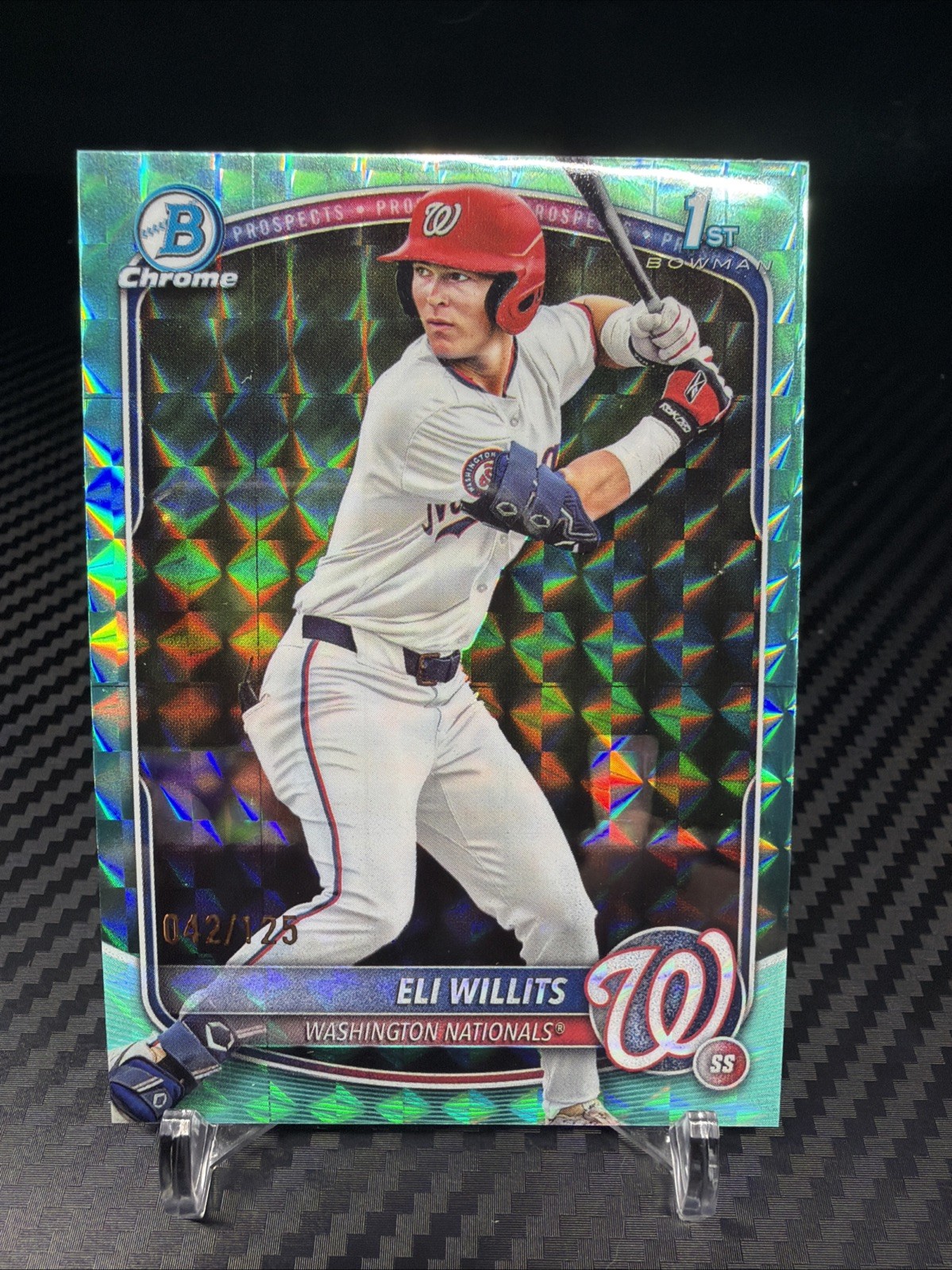 2025 Bowman Draft Eli Willits Chrome Aqua Geometric Refractor 1st #/125 🔥⚾️🔥🔥