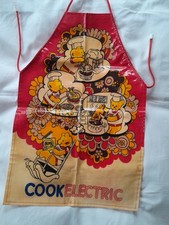 Vintage pvc child's apron 1970s Cook Electric with teddy bears looking, by Minky
