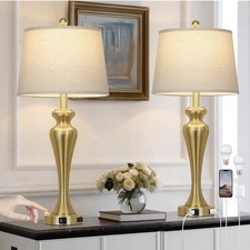 30" Gold Tall Table Lamps for Living Room, Touch Control Bedroom Lamp with US...
