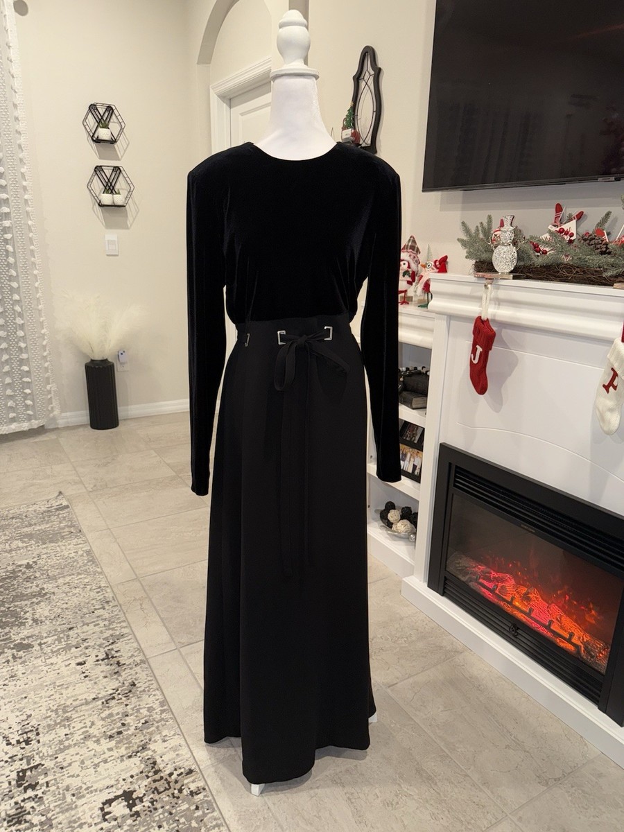 David Warren Elegant Black Velvet Long Sleeve Dress Size 12 | eBay David Warren Elegant Black Velvet Long Sleeve Dress Size 12 | eBay