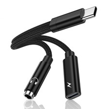 Samsung Galaxy S26 Headphone Adapter, 2 in 1 USB C to 3.5mm Aux Audio Jack wi...