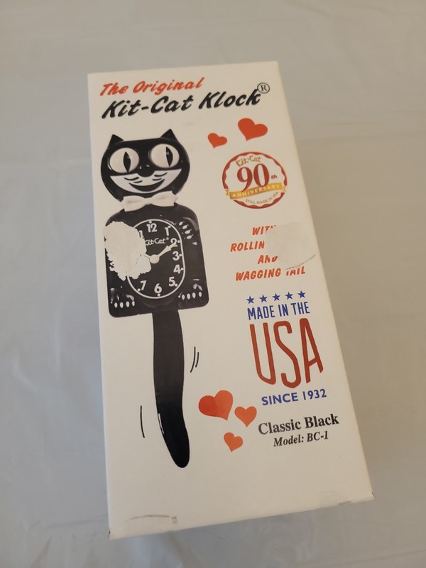 Kit-Cat Vintage Battery Powered Clock - Black; New/opened box