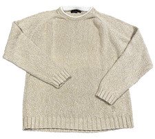Vintage Tommy Hilfiger Sweater Men XL Tan Heavy Knit Crewneck Rib Grandpa 90s