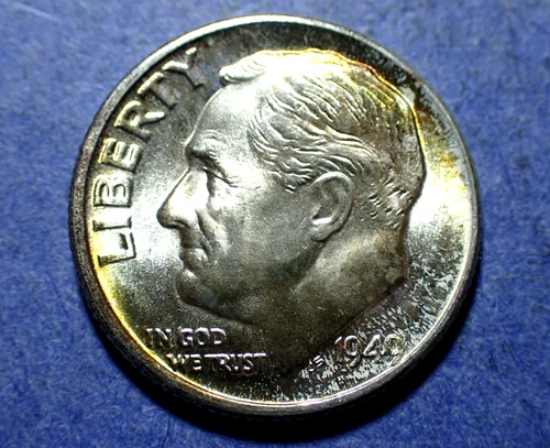1949-D Roosevelt Dime  Gem BU+  Attractive toning