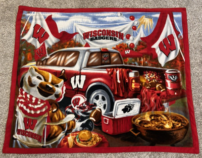 Wisconsin Badgers 4' x 5' Fleece Throw Blanket Bucky Badger Truck Tailgate Scene