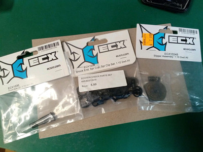 NEW ECX 1/10 2WD ALL FRONT AXLE SHOCK END CAPS CLIPS SLIPPER ASSEMBLY
