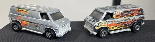 Vintage 1974 Hot Wheels California Cruisin Van Silver Gray Black Van With Flames